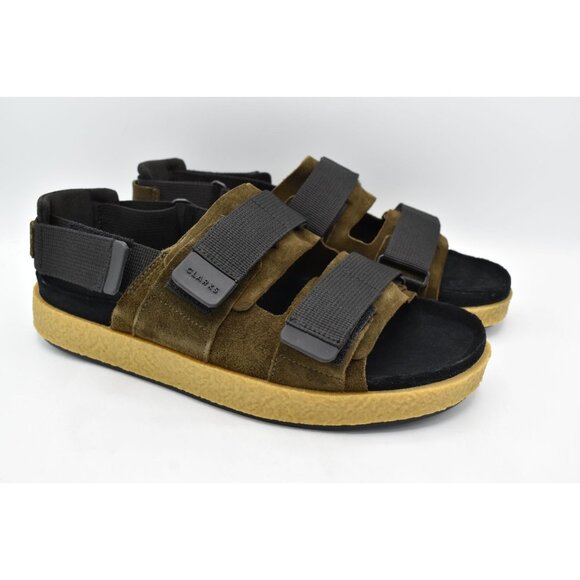Clarks Mens Size 12 Overleigh Tor Olive Suede Slip on Slides Sandals Shoes